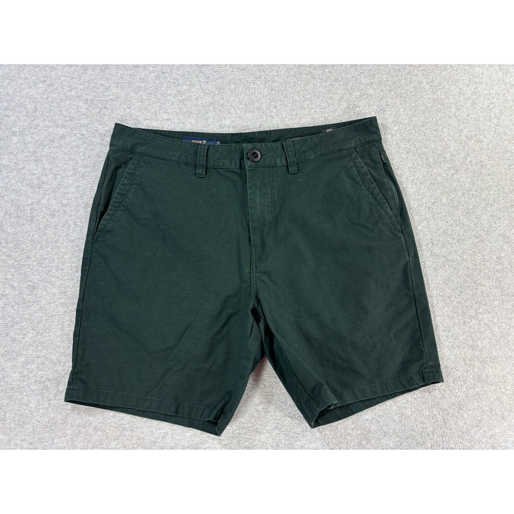 Roark Cotton Blend Flat‎ Front Casual Chino Shorts (Men's 36) Green - 7"